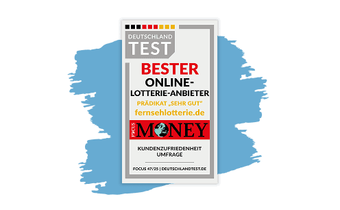 Deutschland-Test: BESTER Online-Lotterie-Anbieter mit Prädikat "Sehr gut" für die Deutsche Fernsehlotterie gGmbH